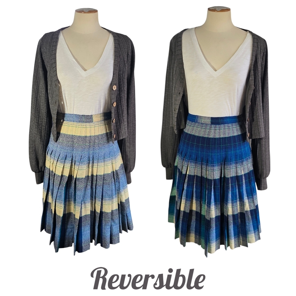Vintage Pendleton 1950's Reversable Wool Plaid Skirt Womens Size XS